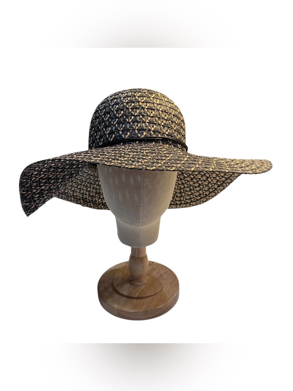 Jane & Berry Black& Natural Woven Wide Brim Sun Hat Size OS Stylish